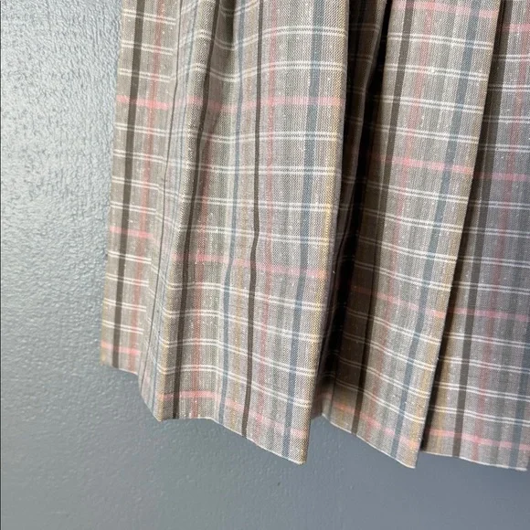 Vintage Pendleton Womens Plaid Pleated 60s Pastel Womens Skirt Academia Waist28” - Picture 4 of 10